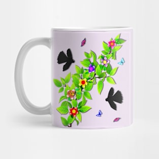 Black Morph Fantail and Butterflies Mug